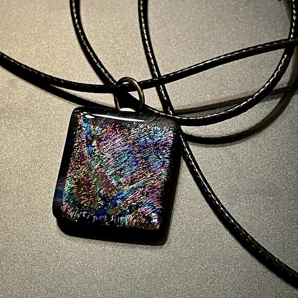 Colorful Dichroic Art Glass Pendant - Picture 5 of 8